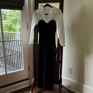 Astr Black and White Long Sleeve Dress